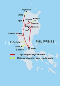 7D 6N historic adventure round Northern Luzon TOUR MAP