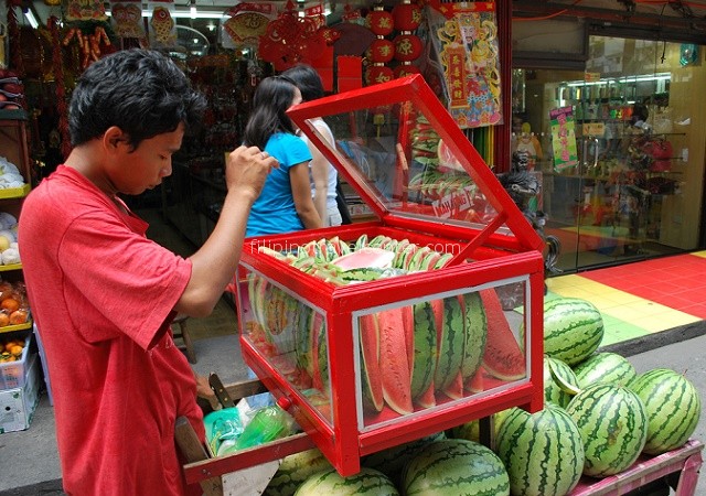 Ongpin street Binondo Manila watermelon vendor