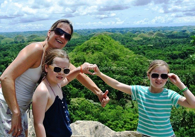 Family in Chocolate Hills Bohol Philippines