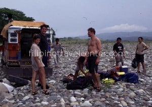 Deboarding the jeepney getting ready for rafting