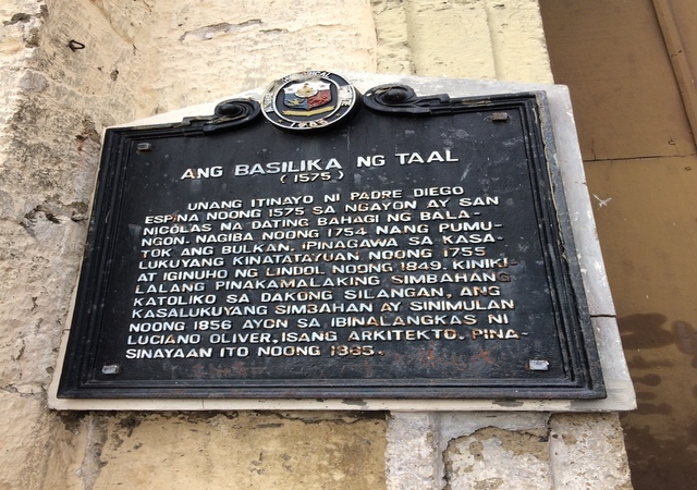 Taal Basilica Plaque